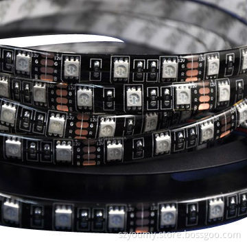 Professional Factory Waterproof RGB Flash SMD 5050 60-piece LED/m Strip Lights Black PCB
